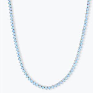Melinda Maria Not Your Basic Tennis Blue Opal Silver Necklace